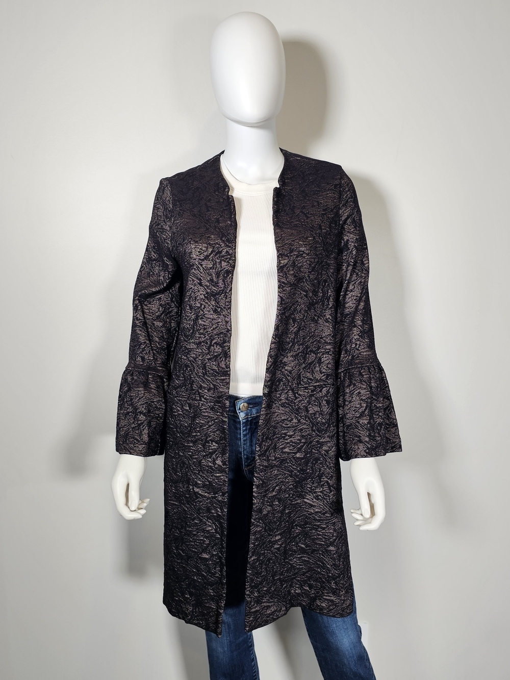 Joseph Ribkoff Black Grey Metallic Swirl Cardigan Sz 6